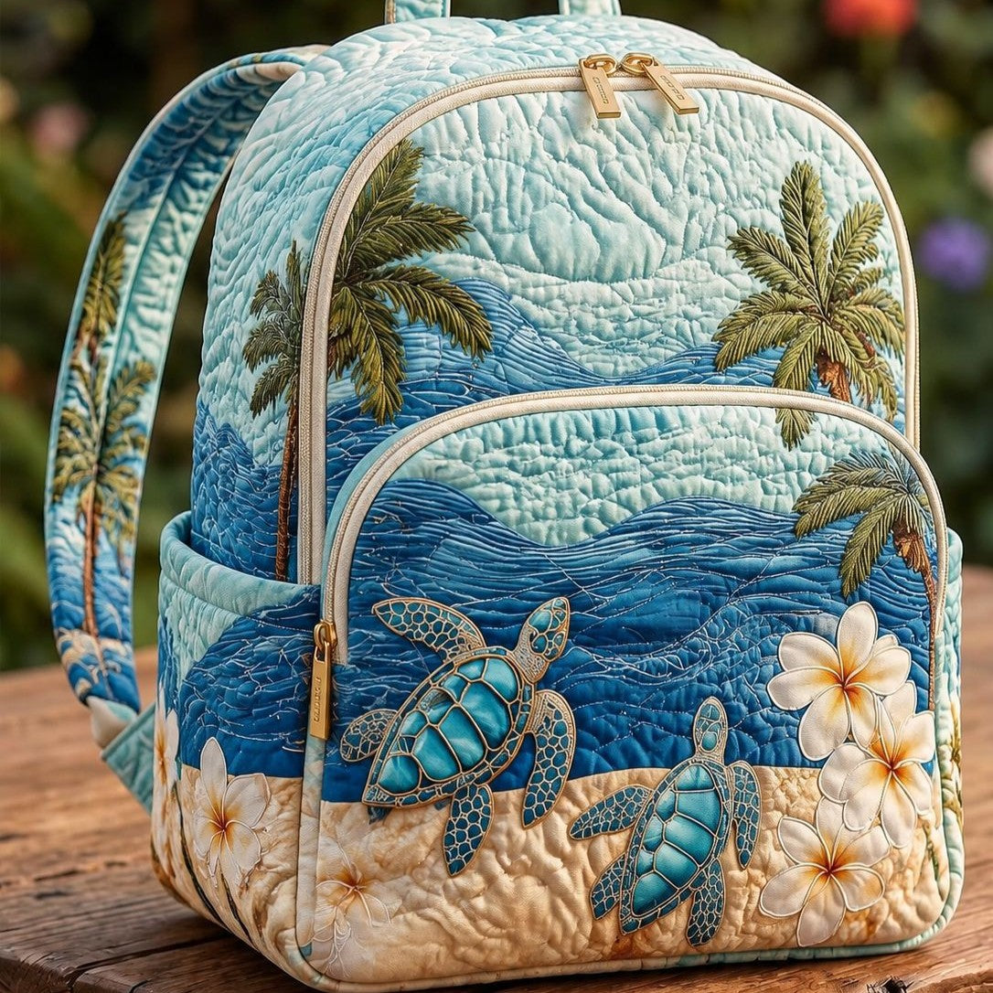Astrid & Magnus Handverk Quiltet Ryggsekk – Havskilpadde & Palme